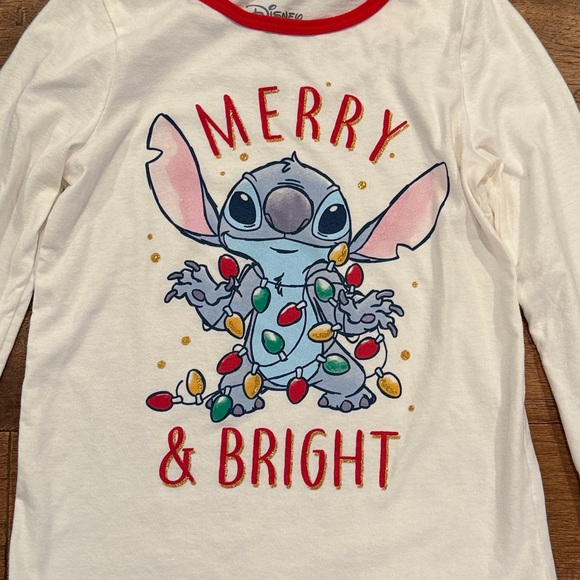 Disney Kids Stitch Christmas Long-Sleeve Shirt - Size 7 - Merry & Bright - Picture 2 of 15